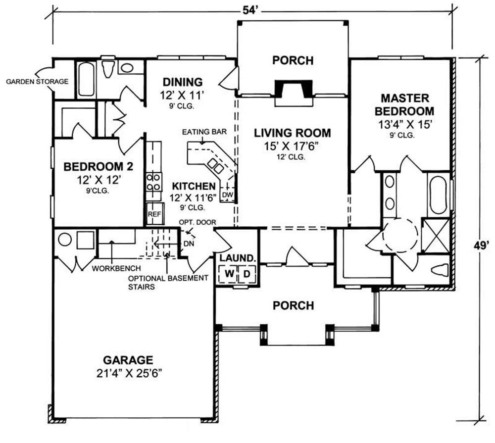 Floor Plan First Story of Country Plan #178-1047